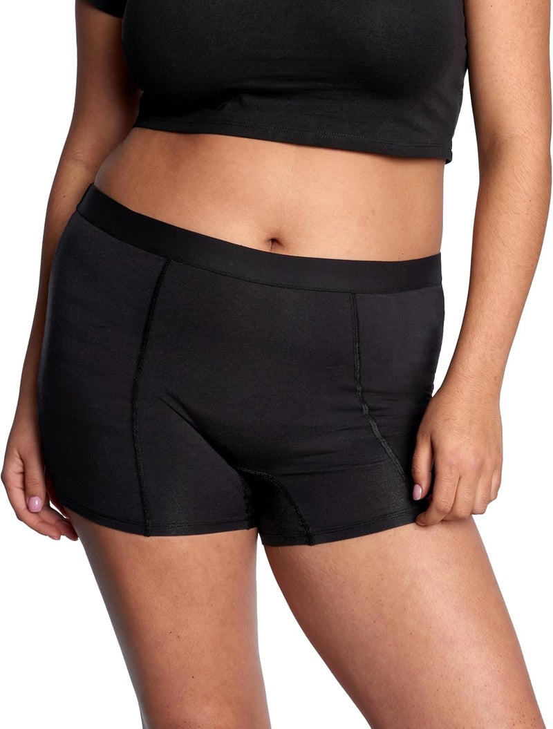 THINX Ultra-Soft Period Underwear, Overnight Boy-Shorts Leakproof, Holds Up to 12 Regular Tampons*, Period Underwear for Women, Reusable & Controls Odor, Black, 1X - Image 2